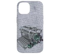 Machine à écrire Vintage Manuelle Art Floral Journal Gris dactylographie Coque pour iPhone 14