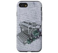 Machine à écrire Vintage Manuelle Art Floral Journal Gris dactylographie Coque pour iPhone SE (2020) / 7/8