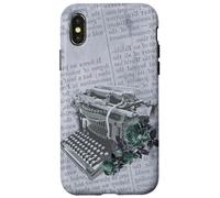 Machine à écrire Vintage Manuelle Art Floral Journal Gris dactylographie Coque pour iPhone X/XS