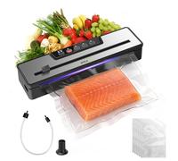 Machine à emballer sous vide alimentaire 80 kPa puissante aspiration 6 en 1 multifonction rapide et compacte pour le rangement de la cuisine avec modes sec/humide et accessoires de tube, cutter