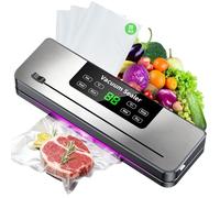 Machine à emballer sous vide avec lumière UV, largeur de scellage de 30 cm, température réglable, pour aliments secs, humides et en poudre, coupe intégrée, écran intelligent, avec 20 sacs sous vide
