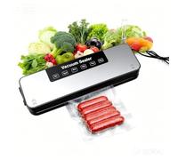 Machine à emballer sous vide efficace 75 kpa pour aliments | Machine multifonction 6 en 1 avec minuterie numérique, paramètres sec/humide, cutter intégré + 10 sacs sous vide (argent)