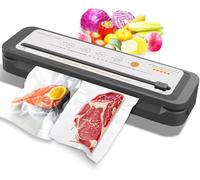 Machine à emballer sous vide MEGAWISE, scelleuse alimentaire portable à forte puissance d'aspiration, sacs et coupe-aliments inclus avec fonction de vide externe, économiseur de fraîcheur (argent)