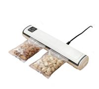 Machine à emballer sous vide portable, pour le stockage sec et humide avec 50 sacs sous vide, système hermétique avec indicateur LED, pour pain, noix, repas et produits (blanc)