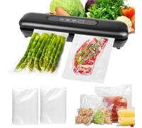 Machine à emballer sous vide pour aliments, avec 20 sacs sous vide, soudeuse pour sec, humidité, fraîcheur, rapide et compacte, scelleuse entièrement automatique, noire