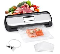 Machine à emballer sous vide pour aliments, machine à emballer sous vide entièrement automatique avec 15 sacs, machine à souder pour aliments secs et humides, avec double pompe, soudure de 31 cm