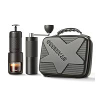 Machine à espresso portable STARESSO & moulin à café en grains avec sac de transport, cafetière manuelle de voyage + moulin à meules coniques, étanche et facile à transporter, idéale pour les voyages,