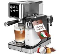 ProfiCook® Machine à espresso 2en1 pour café en poudre et capsules compatibles Nespresso -Machine porte-filtre 20bar-avec système de lait pour café au lait et cappuccino-porte-filtre inclus-PC ES 1266
