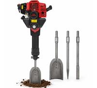 Machine à essence 52 cm³ - 2 temps - 1900 W - Marteau de fouet manuel pour travaux de terre, creuseuse d'arbres avec pelle, hachette pointue et piquet plat, coupe-racines pour jardin, ferme, poteaux