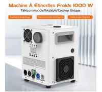 Machine à Etincelle Froide-UKING-1000W Feu D'Artifice Froid DMX avec Télécommande Écran LCD, Machine à Fumée pour Mariage-Blanc