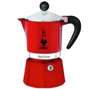 Bialetti Rainbow Caffettiera Colorata, Alluminio, Rossa, 3 Tazze