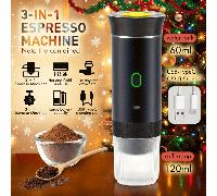 Machine à expresso électrique portable, cafetière de voyage pour le camping, cafetière de voiture avec auto-chauffage par USB-C, préparation à chaud et à froid, compatible avec le café moulu et les ca