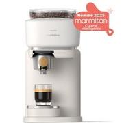 Machine à expresso Baristina BAR302/20 cafetière à grain Blanche + Porte-filtre Bois de Hêtre