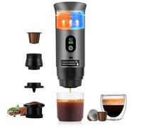 Machine à expresso portable 3 en 1 améliorée avec affichage LED, pression de 20 bars, indicateur de température et de batterie en temps réel, cafetière portable compatible avec café moulu et capsules