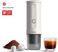 Machine à expresso portable Outin Nano Pearl White, 12/24 V, 7500 mAh, 20 bar, 80 ml, chargement USB, café moulu + capsules, blanc