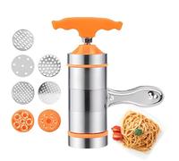Machine à fabriquer des pâtes manuelles : outil de presse à sept moules de 18 x 6 cm, extrudeuse de nouilles manuelle, machine de cuisine en acier, équipement pour former de multiples formes | Kit de