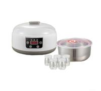 Machine à fermentation domestique pour yaourt au vin de riz Natto | Réglable de 90 à 113 °C pour la température, minuterie de 36 heures, contrôle précis, 5 bocaux en verre