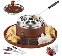 Machine à Fondue Au Chocolat, Kit 2 En 1 Pour Griller Des Guimauves Avec Kit 10 Accessoires, Plaque Antiadhésive De 30 Cm, Machine à Smores électrique Pour Fêtes, Soirées Cinéma, Cadeaux