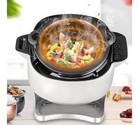 Machine à frire automatique, 2000 W avec panneau tactile intelligent et pot intérieur rotatif à 360°, capacité de 6 L, réglage de la puissance à 3 niveaux pour un usage domestique et commercial