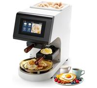 Machine à frire les œufs automatique commerciale, machine à omelettes 4000 W avec écran tactile et œufs auto-séparables, 110 œufs/heure, séparation automatique des coquilles, for restaurants(White)