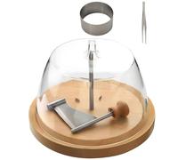 Machine à friser à fromage avec base en bois de hêtre solide et composants de coupe en métal de qualité alimentaire, présentoir artistique de cuisine, accessoires de vaisselle de fête