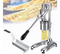 Machine à frites longues manuelles, 30 cm, presse-frites manuel avec panier frit, coupe-pommes de terre en acier inoxydable, extrudeuse à 12 trous
