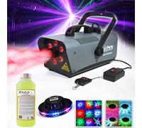 Machine à fumée 1200W 6 LEDs RVB Party Light Sound FOG1200LED + 1L Liquide + Effet OVNI