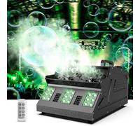 Machine a Fumee 1500W, Machine à bulles de savon avec 18 Effets RGB LED Machine à Fumée avec Télécommande pour Fêtes Halloween Party Anniversaire DJ Disco Bar Discothèque Mariage Noël, 1 pièce