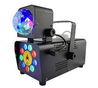 Machine à fumée avec 12 couleurs de lumière LED et 9 lumières 500 W, machine à fumée portable d'Halloween avec télécommande sans fil pour fêtes sur scène