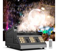 Machine à Fumée avec Télécommande De Scène 1500W Machine À Bulles Deux Bulles Roue 18 Lumières LED pour Fête De Mariage performance bar halloween