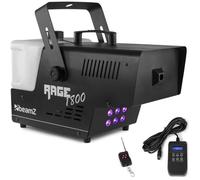 BeamZ Rage 1800LED Machine à Fumée 1800 Watts, LEDs RGBA, Mode DMX, Réservoir 3.5 L, Design Unique et Solide, Télécommande sans Fil et Filaire 3m, Etrier de Montage, Idéal pour Soirée 200 m²