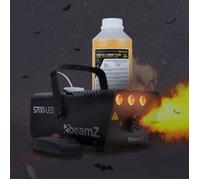 BeamZ S700-LED Ensemble de machines à fumée Flame pour Halloween avec liquide - idéal pour animer vos soirées Orange