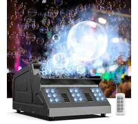 Machine à Fumée et à Bulles 1500W, 18 LED RGB d-mx512 Machine à Bulles avec Télécommande pour Mariage Scène Halloween Fête Noël DJ Discothèque Bar
