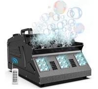 Machine à Fumée et à Bulles 1500W avec Télécommande, 18 LED RGB d-mx512 Contrôle Indépendant Machine à Bulles et à Fumée pour Mariages, Scènes, Fêtes, Noël, Halloween