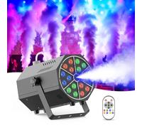 Machine à Fumée Hexagonale 800W avec 18 LED RGB et Télécommande, 7 Couleurs Statiques et 5 Modes LED Dynamiques pour Halloween Noël Mariage Soirée et Scène