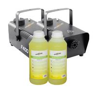 Machine à fumée + Liquide à Fumée - Puissance 400 Watt, Très bon Débit - Temps de chauffe rapide - Réservoir 0,3 Litres - Facile à transporter, idéale pour DJ (2 MACHINES + 2L)