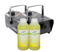 Machine à fumée + Liquide à Fumée - Puissance 400 Watt, Très bon Débit - Temps de chauffe rapide - Réservoir 0,3 Litres - Facile à transporter, idéale pour DJ (2 MACHINES + 2L)