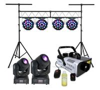 Machine à Fumée LSM900W - Portique Dj 3 M - 2 Lyres SPOT7 Dmx avec Gobos - 4 Projecteurs à LED Dmx 18x