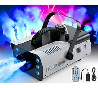 Machine a Fumee Soiree, 1200W 6 RGB 3 en 1 Machine à Brouillard avec Télécommande sans fil Portable pour Halloween, Noël, la Maison, la Fête, le Mariage, le Spectacle DJ, Effets de Scène