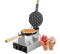 Machine à Gâteau aux Oeufs,Machine à Gaufre,Gaufrier à Bulles Professionnel Electrique Commercial en Acier Inoxydable pour Snacks cafés ou Maison,Single Head