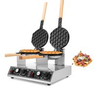 Machine à Gâteau aux Oeufs,Machine à Gaufre,Gaufrier à Bulles Professionnel Electrique Commercial en Acier Inoxydable pour Snacks cafés ou Maison,Double Head