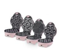 Machine à Gâteaux 4 en 1 KID400 Wëasy Cake Donuts Factory Beignets Muffins - Gaufres Coeur - Cuisson conviviale - Anniversaires - Revêtement Antiadhésif - Compatible Lave-vaisselle, Rose