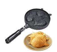 Machine à gaufres antiadhésive en aluminium avec manche long | Moule à gâteaux Taiyaki en forme de station de petit-déjeuner, restauration, camion, barbecue, débutants, professionnels, Ama