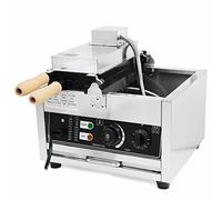 Machine à gaufres commerciale en acier inoxydable - Revêtement antiadhésif - Régulateur de température - 1500 W - Électrique - Pour boulangerie, restaurant, kiosque, cantine