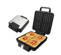 Machine à gaufres de 1500W, Waffle Maker avec chauffage double face, revêtement antiadhésif, poignée cool, contrôle de la température, machine à petit-déjeuner pour les cafés, famille