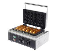 Machine à gaufres en acier inoxydable professionnelle gaufre, gaufre, pour chien, minuterie, électrique, avec revêtement anti-adhésif, commercial, machine à hot-dog 50-300 °C, contrôle de la