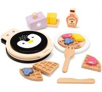 Machine À Gaufres En Bois-Jouet Alimentaire-Jeu De Rôle-Accessoires De Cuisine-Kit De Petit-Déjeuner Et De Thé Pour Enfants-Cadeau Pour Filles Et Garçons À Partir De 3 Ans