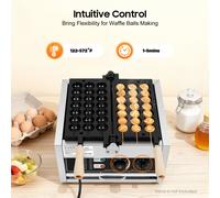 Machine à gaufres et bâtonnets miniatures en acier inoxydable, machine commerciale antiadhésive pour gaufres bulles avec température et minuterie réglables, gaufrier à brochettes à double face pour Si