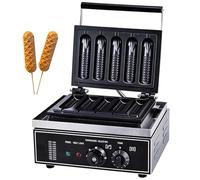 Machine à Gaufres pour Hot-Dog, Machine Commerciale à Gaufres Corn Dog 1550W avec Revêtement Antiadhésif, Contrôle de Température de 50 à 300°C, Presse-Hot-Dog Électrique pour Restaurants et Can 5pcs