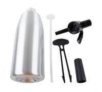 Machine à gazéifier manuelle en aluminium - Machine à eau gazeuse sans électricité pour bouteilles de 1 l - Élégant argent noir (argent)